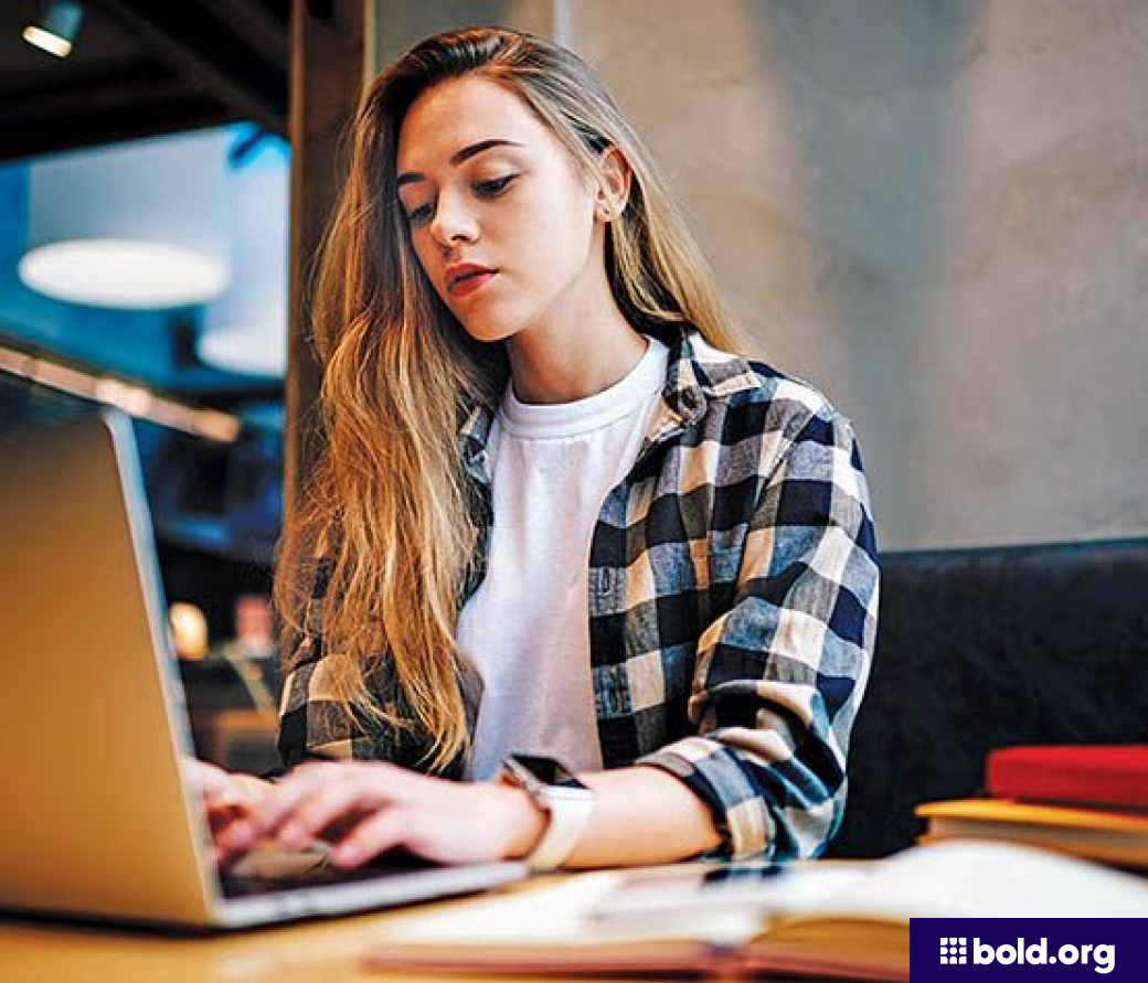 College student completing an assignment