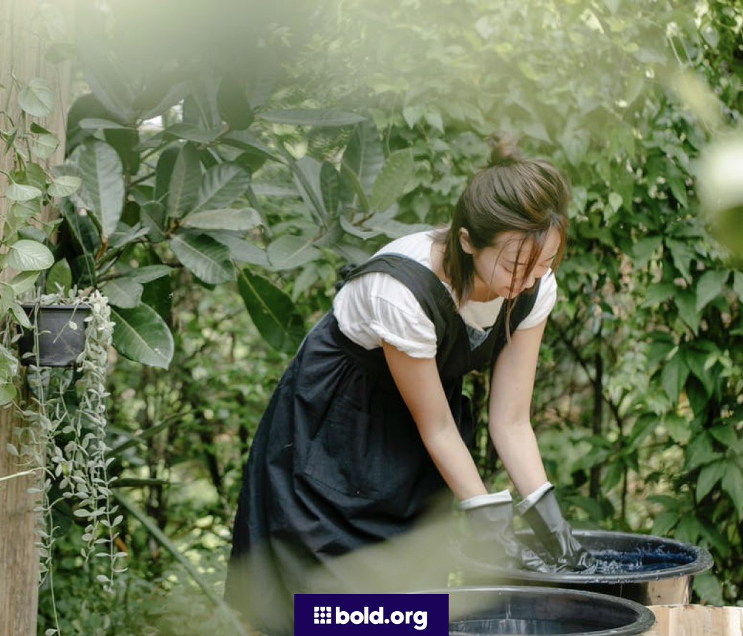 Woman working in a community garden