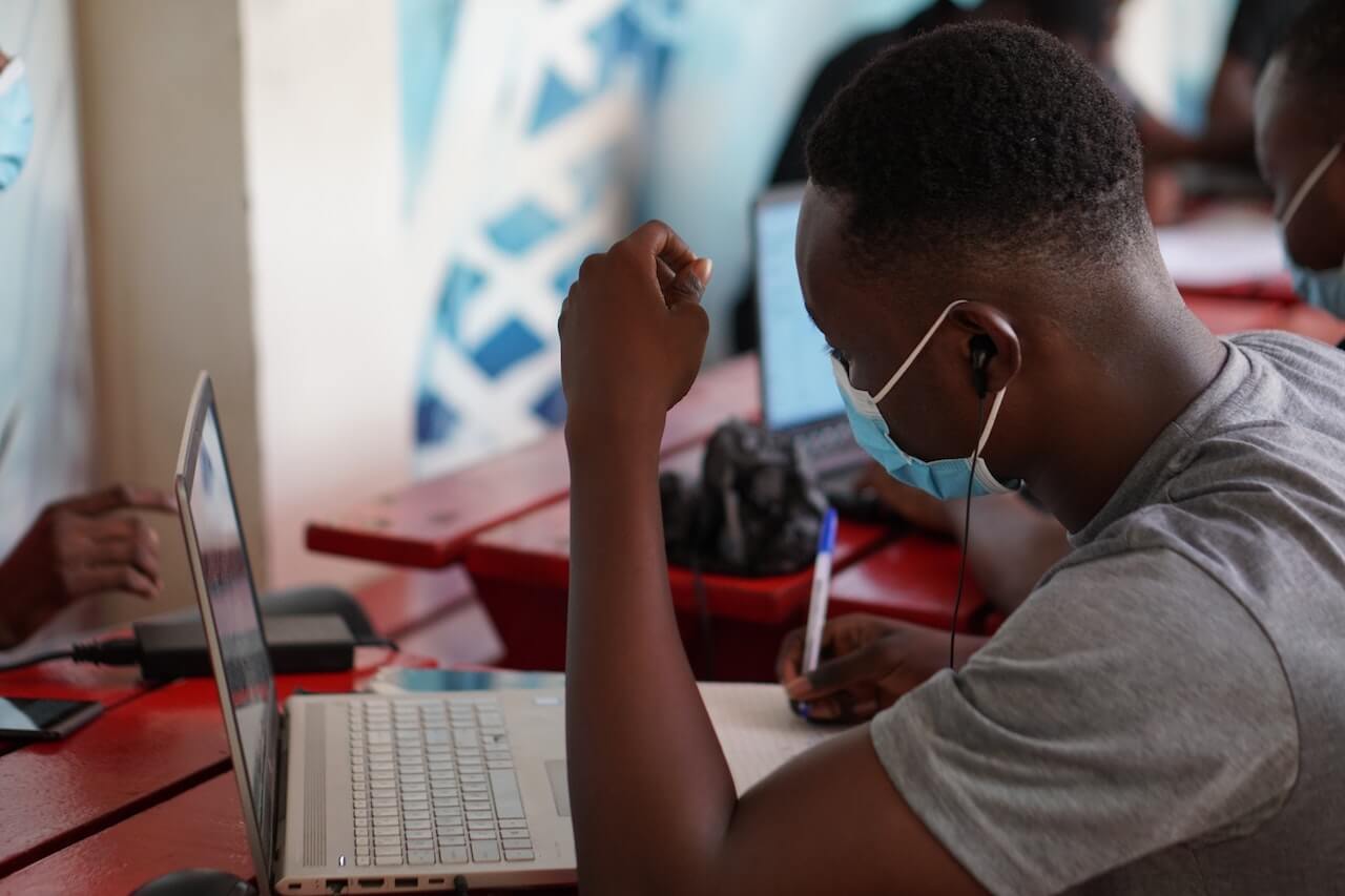 student working at computer