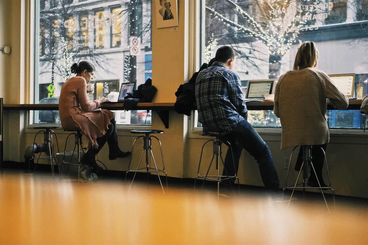 students study on college campus