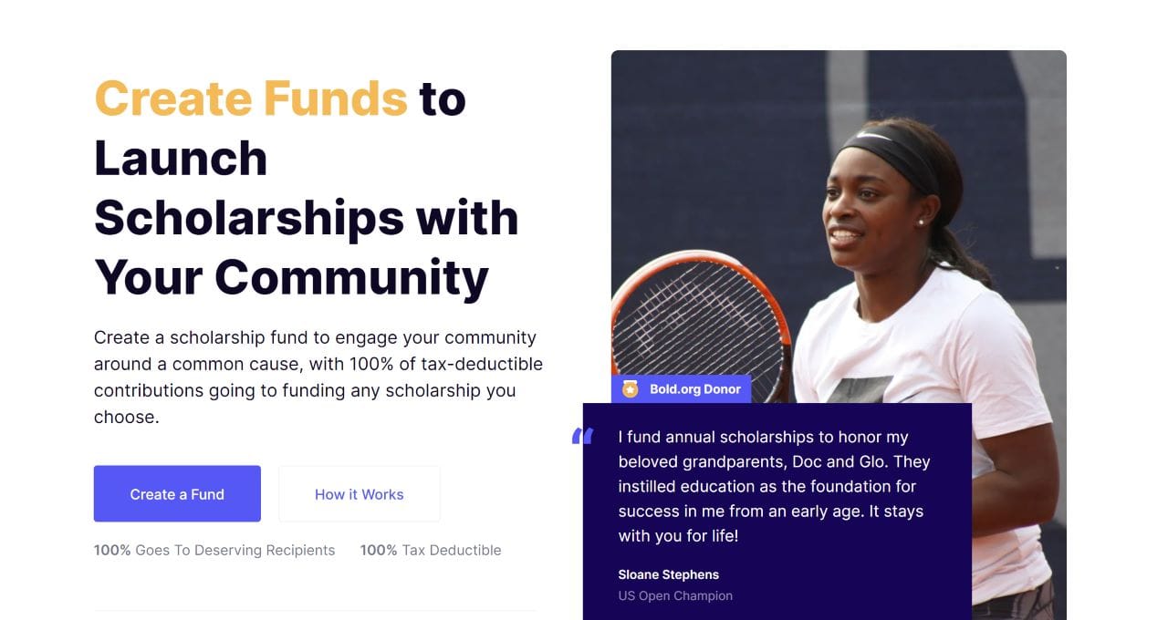 scholarship funds on bold.org