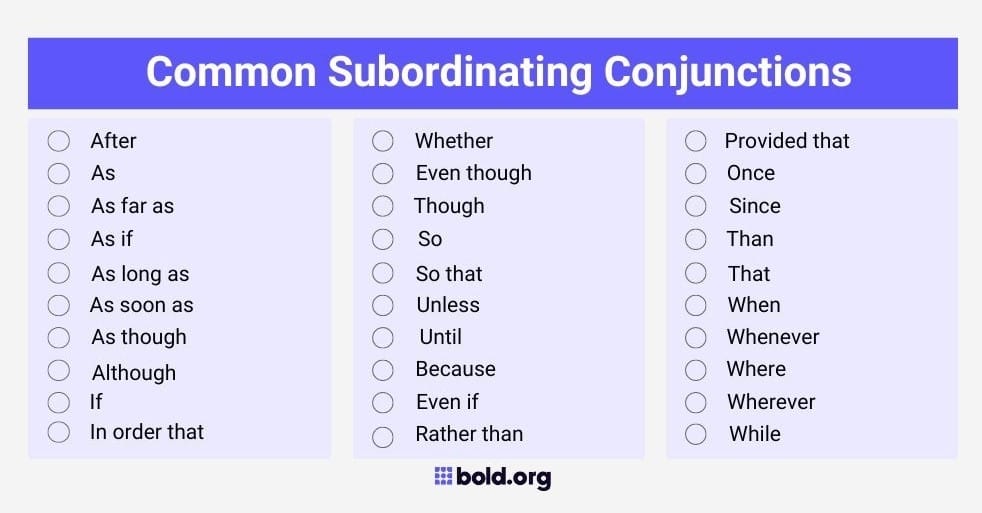 subordinating conjunctions