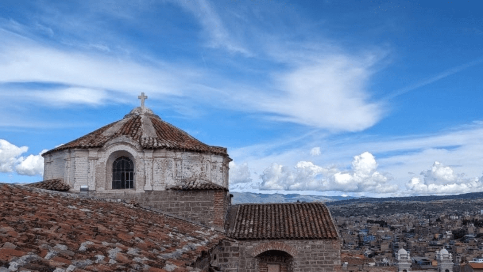 old church against blue sky