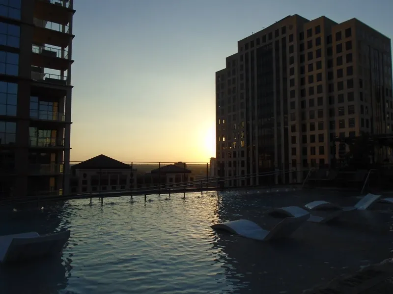 pool and skyscrapers