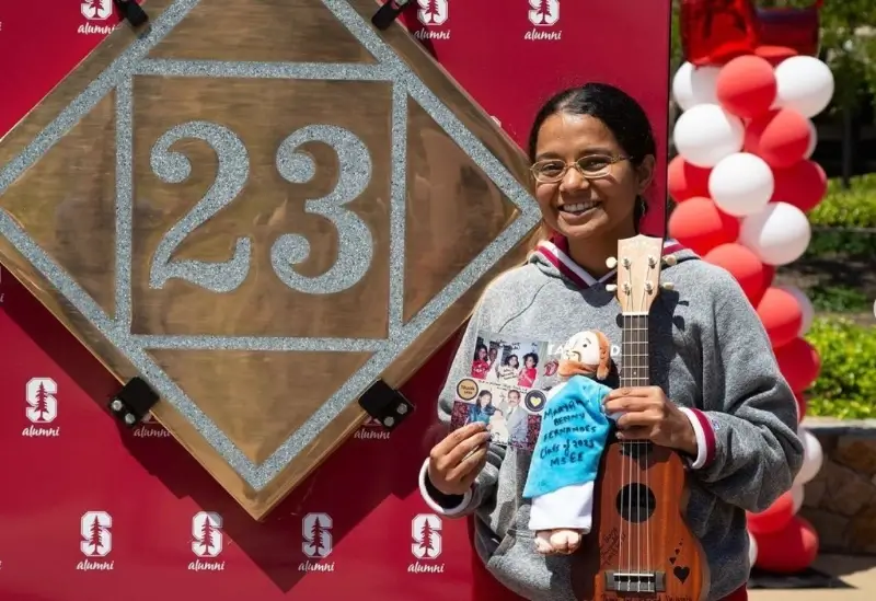 student with ukelele