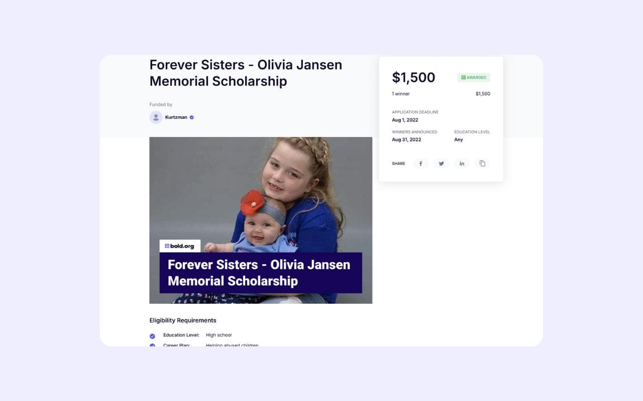 memorial scholarship on bold.org